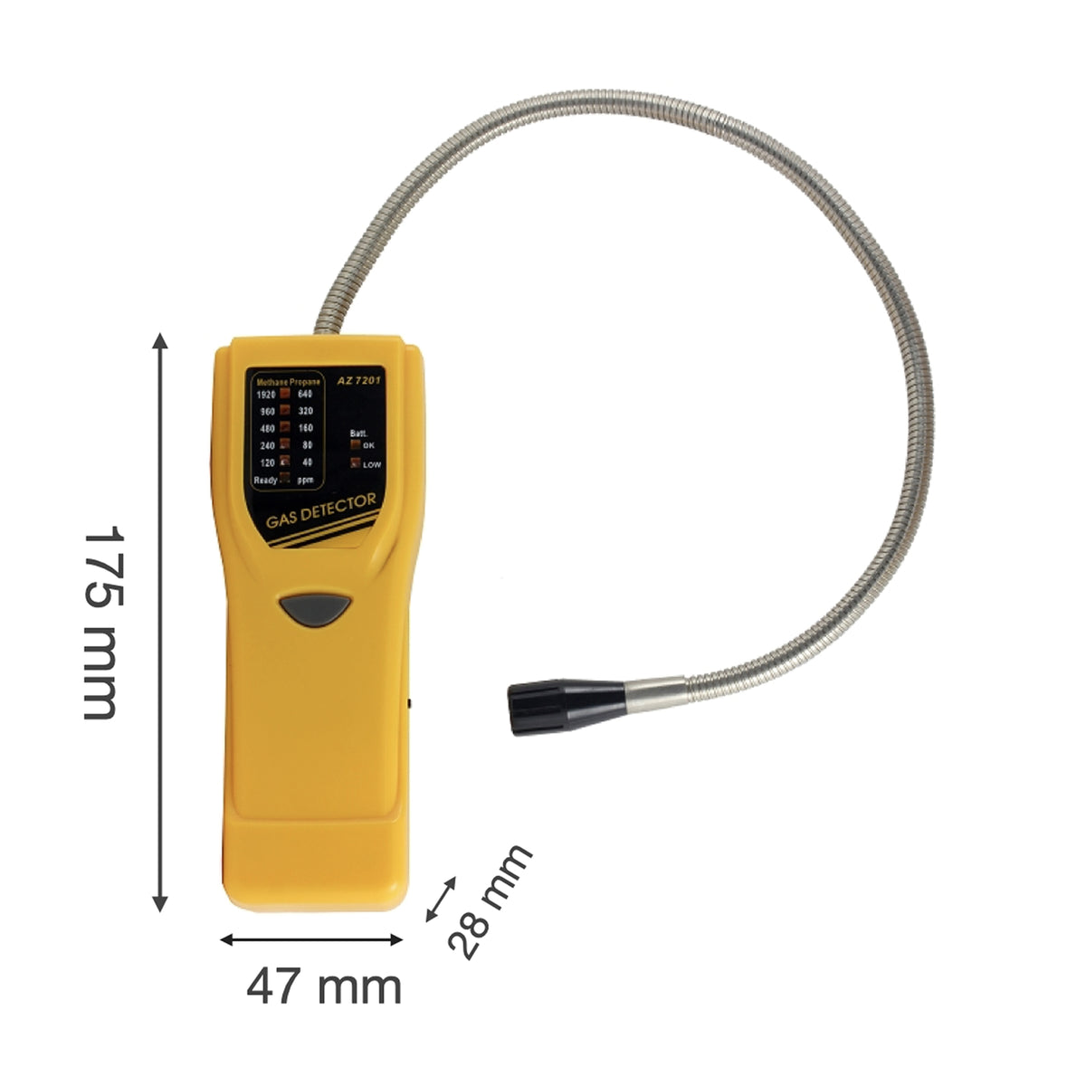 AZ Portable Methane Propane Gas Leak Alarm Detector — display close-up